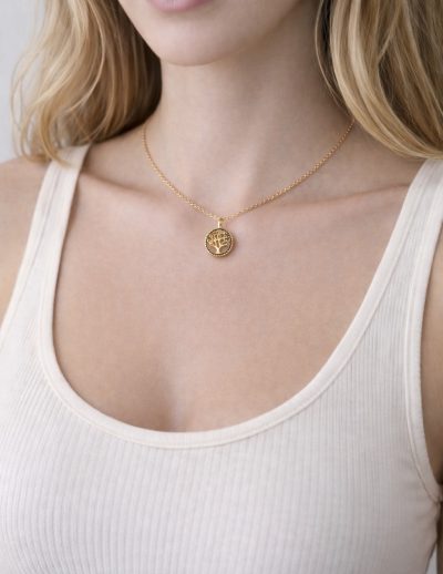 ✨ UShine.gr: Ατσάλινο κολιέ “Tree of Life” με μαύρες λεπτομέρειες No 1486