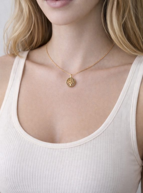 ✨ UShine.gr: Ατσάλινο κολιέ “Tree of Life” με μαύρες λεπτομέρειες No 1486