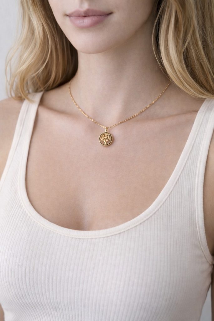 ✨ UShine.gr: Ατσάλινο κολιέ “Tree of Life” με μαύρες λεπτομέρειες No 1486