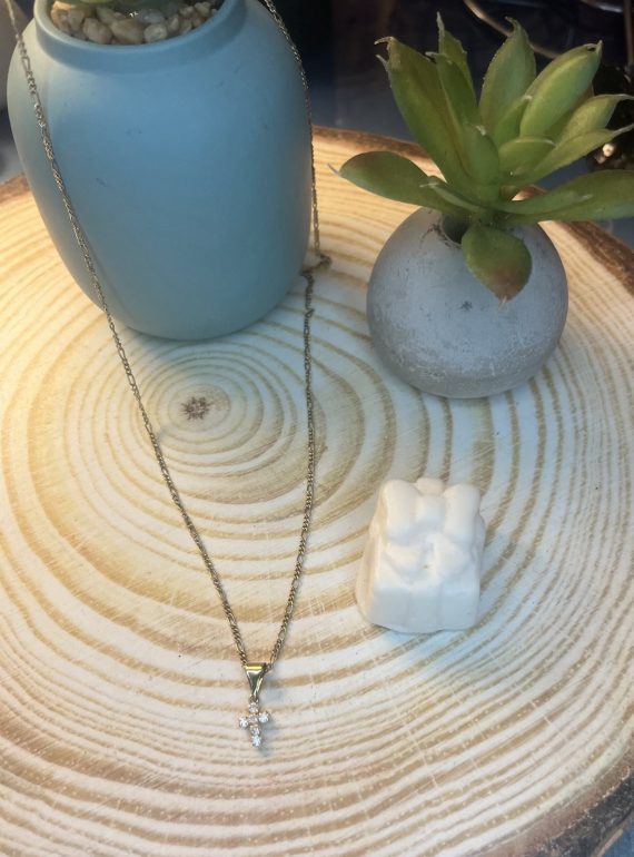 ✨ UShine.gr: Ατσάλινο κολιέ σταυρός με λαμπερές πέτρες No 1489