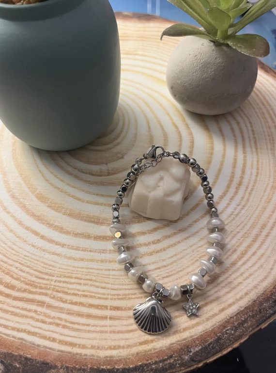 ✨ UShine.gr: Βραχιόλι με Πέρλες & Θαλασσινά Στοιχεία από Ανοξείδωτο Ατσάλι No 2001