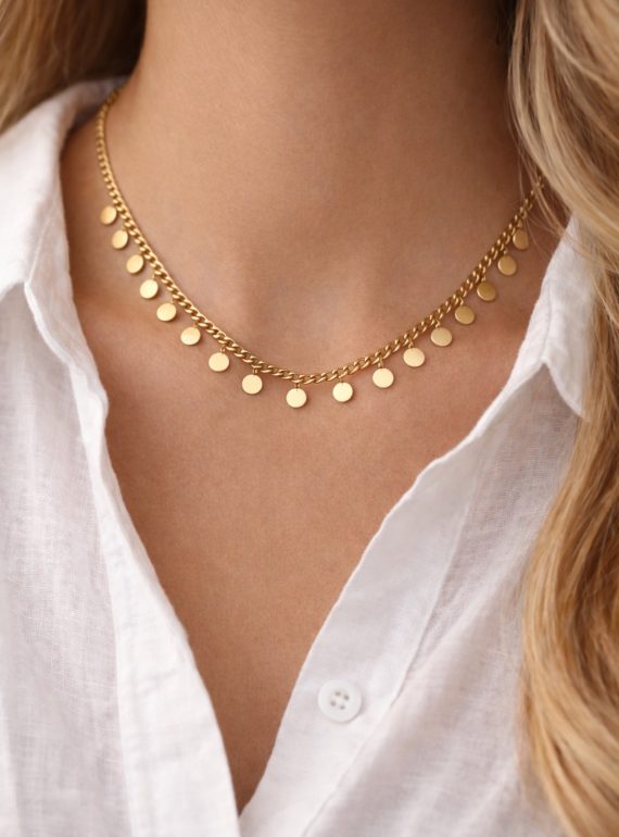 ✨ UShine.gr: Χρυσό Κολιέ Coins με Αλυσίδα Cuban No 2002