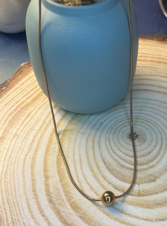 ✨ UShine.gr: Ατσάλινο Κολιέ Snake με Χρυσή Μπίλια No 2006