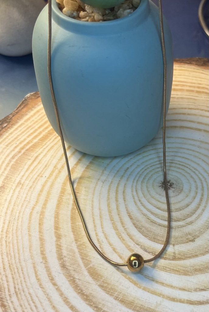 ✨ UShine.gr: Ατσάλινο Κολιέ Snake με Χρυσή Μπίλια No 2006