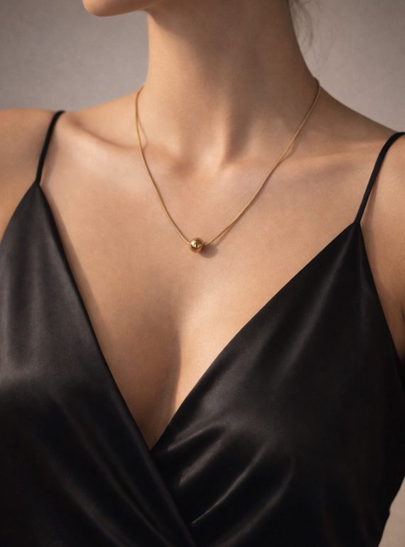 ✨ UShine.gr: Ατσάλινο Κολιέ Snake με Χρυσή Μπίλια No 2006