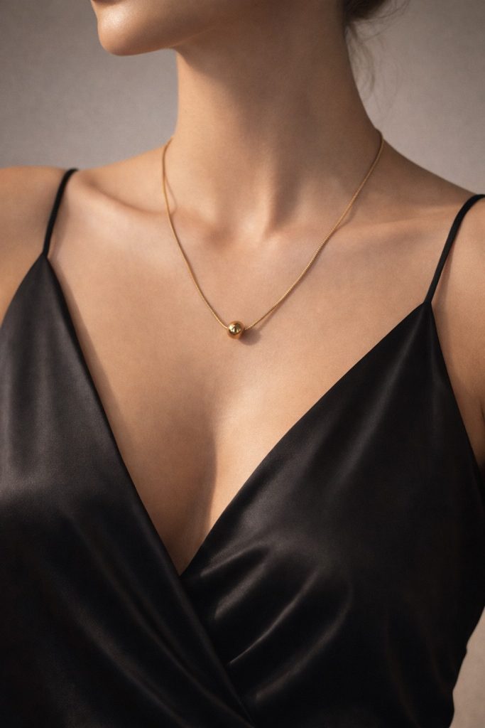 ✨ UShine.gr: Ατσάλινο Κολιέ Snake με Χρυσή Μπίλια No 2006