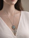 ✨ UShine.gr: Boho Κολιέ Dreamcatcher με Τιρκουάζ Πέτρα & Φτερά No 2007