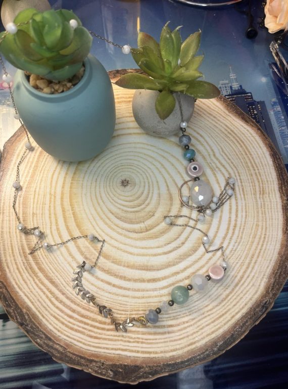 ✨ UShine.gr: Ατσάλινο Μακρύ Κολιέ με Χάντρες & Ματάκι No 2009