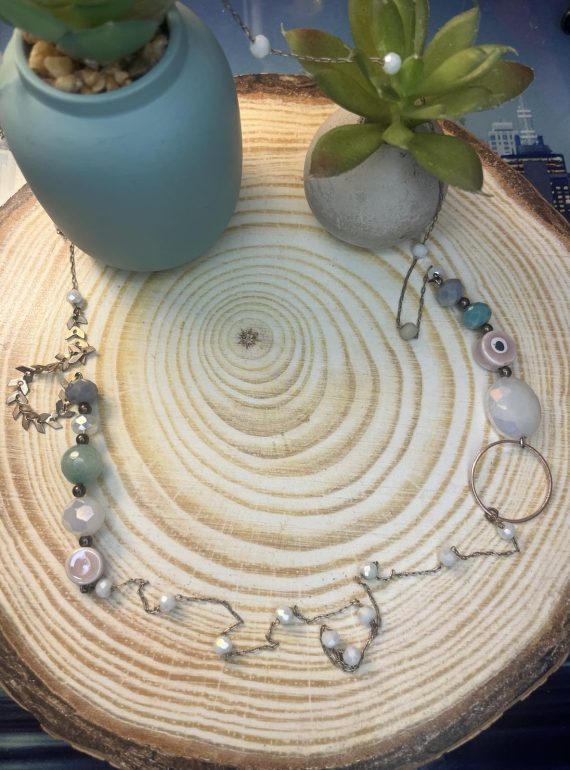 ✨ UShine.gr: Ατσάλινο Μακρύ Κολιέ με Χάντρες & Ματάκι No 2009