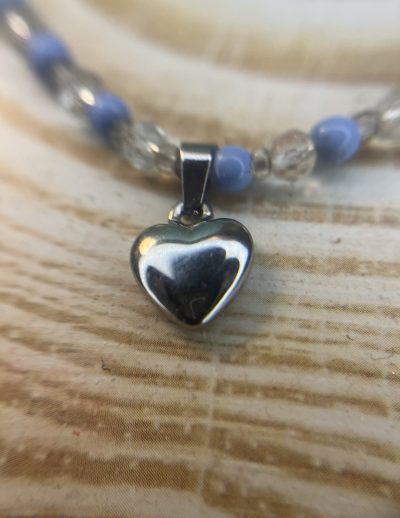 ✨ UShine.gr: Κολιέ με Γαλάζιες Χάντρες & Ατσάλινη Καρδιά Mirror No 2010
