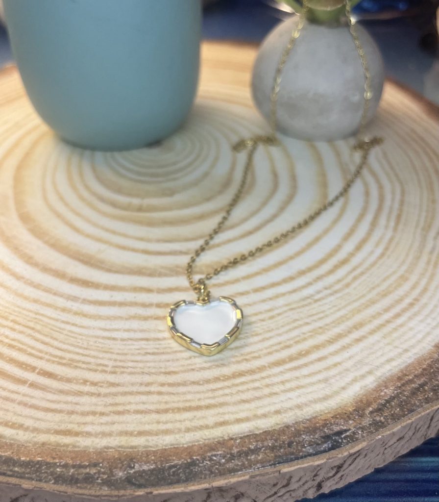 ✨ UShine.gr: Δίχρωμο Κολιέ Καρδιά με Λευκή Πέτρα No 2012