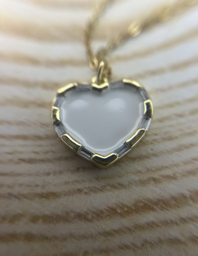 ✨ UShine.gr:  Δίχρωμο Κολιέ Καρδιά με Λευκή Πέτρα No 2012