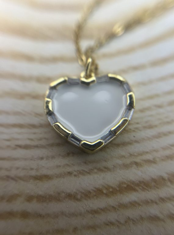 ✨ UShine.gr: Δίχρωμο Κολιέ Καρδιά με Λευκή Πέτρα No 2012