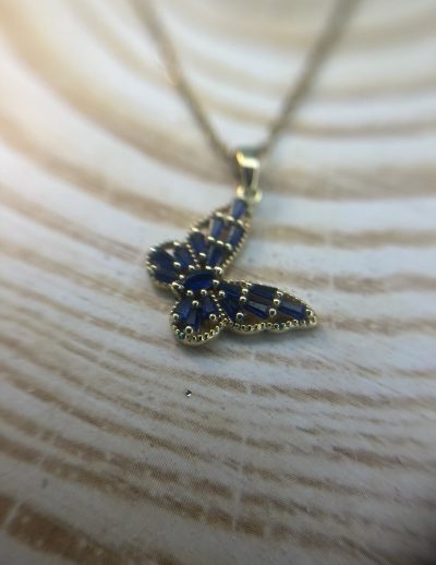 ✨ UShine.gr: Χρυσό Κολιέ Πεταλούδα με Μπλε Κρύσταλλα No 2015