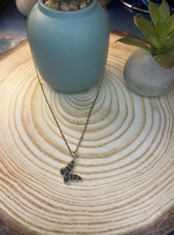 ✨ UShine.gr: Χρυσό Κολιέ Πεταλούδα με Μπλε Κρύσταλλα No 2015