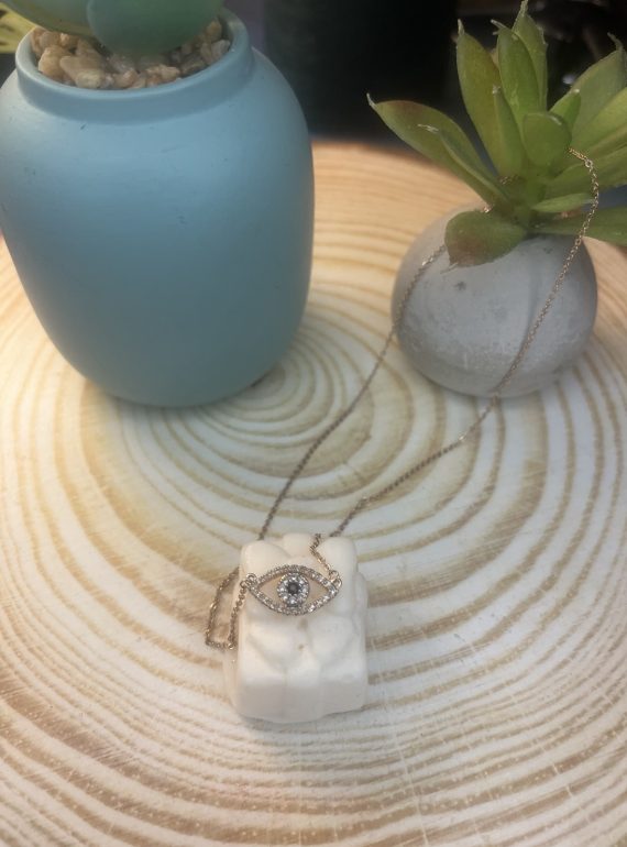 ✨ UShine.gr: Ροζ Χρυσό Κολιέ Ματάκι με Μαύρη Πέτρα No 2017