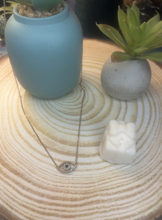 ✨ UShine.gr: Ροζ Χρυσό Κολιέ Ματάκι με Μαύρη Πέτρα No 2017