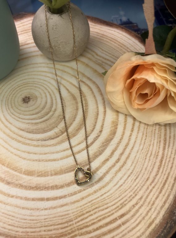 ✨ UShine.gr: Ροζ Χρυσό Κολιέ Καρδιά με Μαύρες Πέτρες No 2018