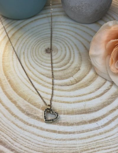 ✨ UShine.gr: Ροζ Χρυσό Κολιέ Καρδιά με Μαύρες Πέτρες No 2018