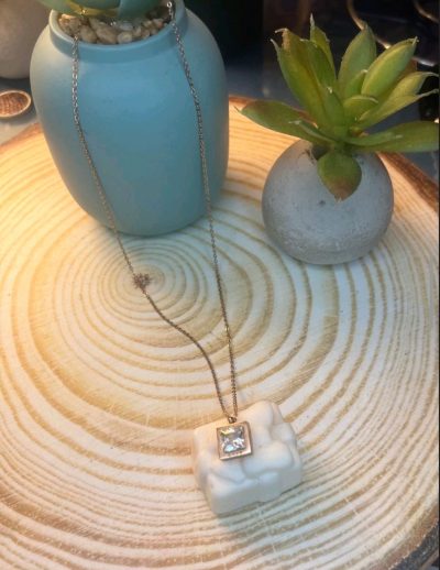 ✨ UShine.gr: Ροζ Χρυσό Κολιέ Τετράγωνο Κρύσταλλο Princess No 2020