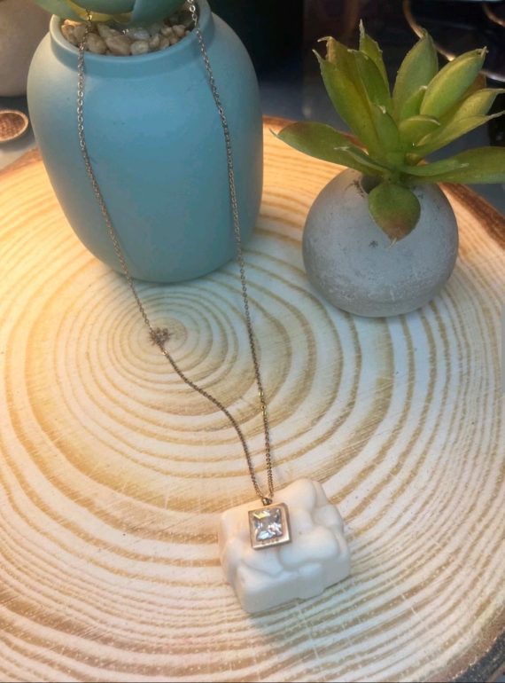 ✨ UShine.gr: Ροζ Χρυσό Κολιέ Τετράγωνο Κρύσταλλο Princess No 2020