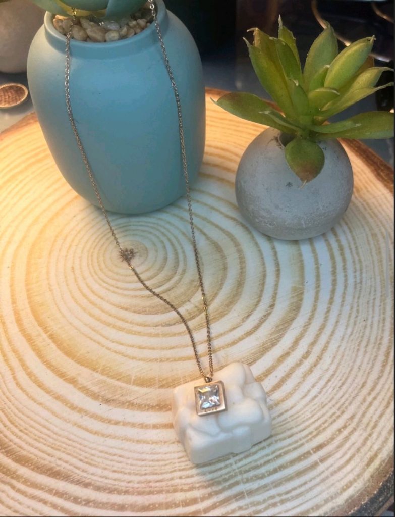 ✨ UShine.gr: Ροζ Χρυσό Κολιέ Τετράγωνο Κρύσταλλο Princess No 2020