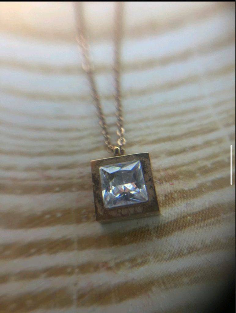 ✨ UShine.gr: Ροζ Χρυσό Κολιέ Τετράγωνο Κρύσταλλο Princess No 2020