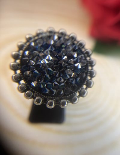 ✨ UShine.gr: Χειροποίητο Δαχτυλίδι Vintage Glam με Μπλε Κρύσταλλα No 7031