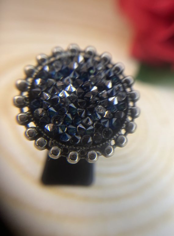 ✨ UShine.gr: Χειροποίητο Δαχτυλίδι Vintage Glam με Μπλε Κρύσταλλα No 7031