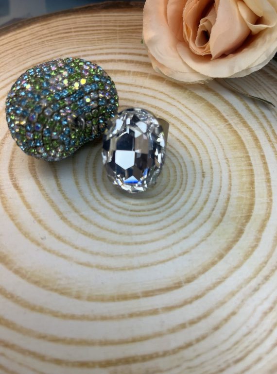 ✨ UShine.gr: Χειροποίητο Δαχτυλίδι Statement με Διάφανο Οβάλ Κρύσταλλο No 7032