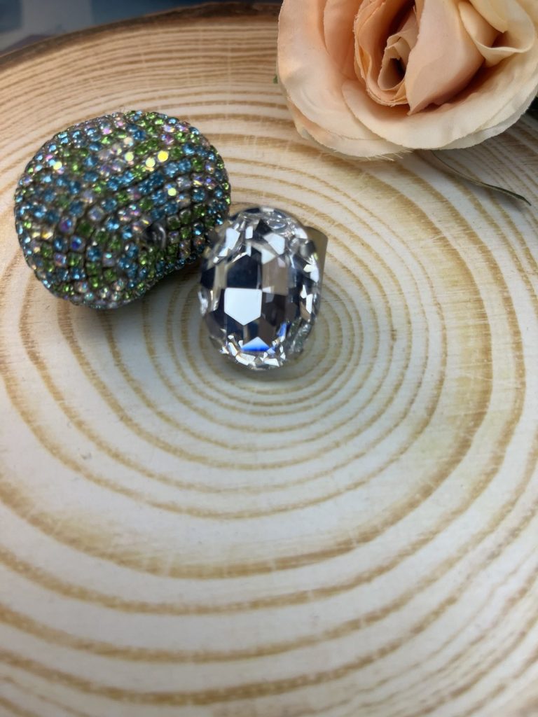 ✨ UShine.gr: Χειροποίητο Δαχτυλίδι Statement με Διάφανο Οβάλ Κρύσταλλο No 7032