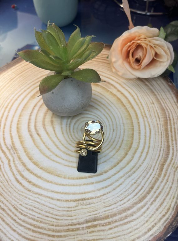 ✨ UShine.gr: Χειροποίητο Πολυεπίπεδο Δαχτυλίδι Χρυσό με Οβάλ Crystal No 7034