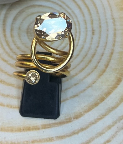 ✨ UShine.gr: Χειροποίητο Πολυεπίπεδο Δαχτυλίδι Χρυσό με Οβάλ Crystal No 7034