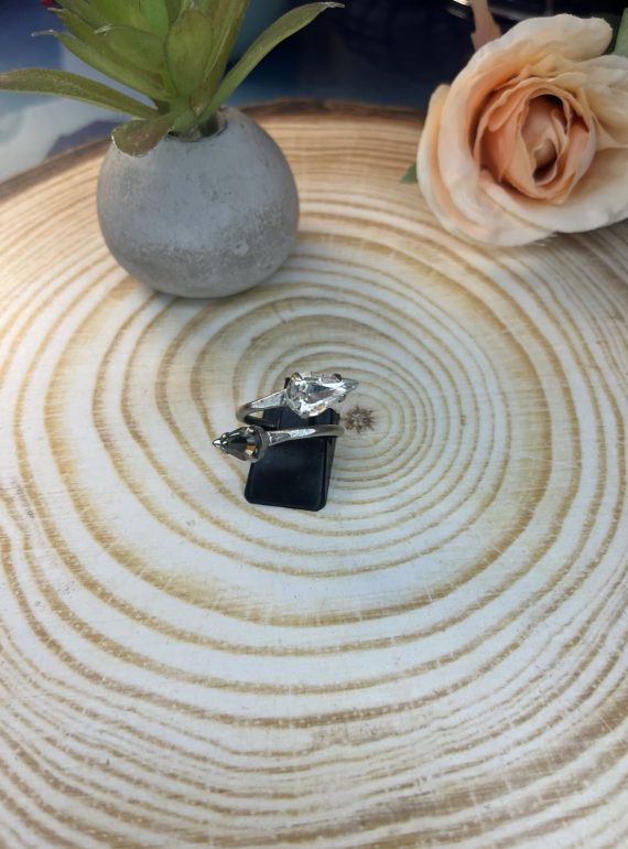 ✨ UShine.gr: Χειροποίητο Δαχτυλίδι Διπλό με Σταγόνες Crystal No 7035