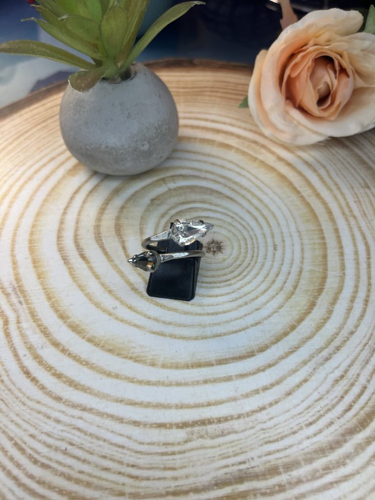 ✨ UShine.gr: Χειροποίητο Δαχτυλίδι Διπλό με Σταγόνες Crystal No 7035