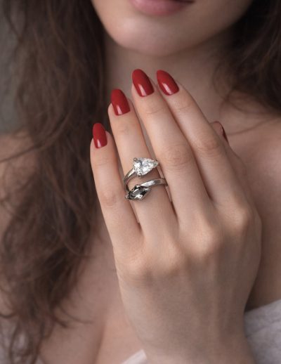 ✨ UShine.gr: Χειροποίητο Δαχτυλίδι Διπλό με Σταγόνες Crystal No 7035