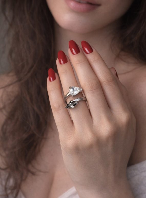 ✨ UShine.gr: Χειροποίητο Δαχτυλίδι Διπλό με Σταγόνες Crystal No 7035