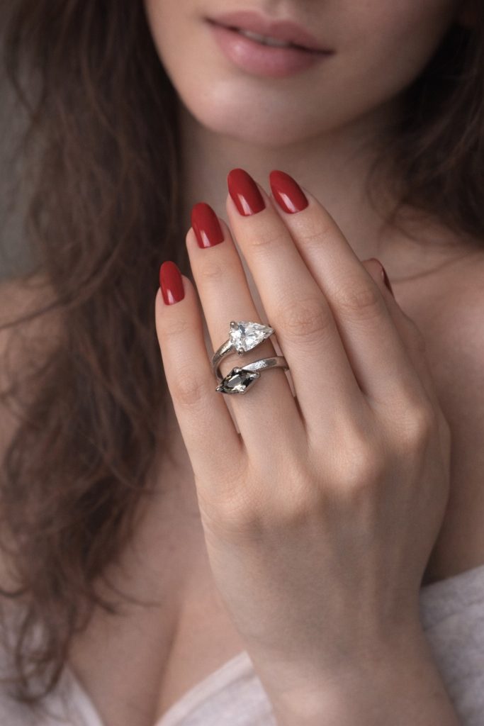 ✨ UShine.gr: Χειροποίητο Δαχτυλίδι Διπλό με Σταγόνες Crystal No 7035