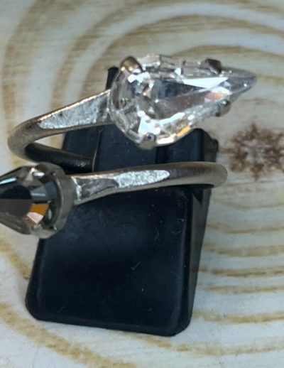 ✨ UShine.gr: Χειροποίητο Δαχτυλίδι Διπλό με Σταγόνες Crystal No 7035