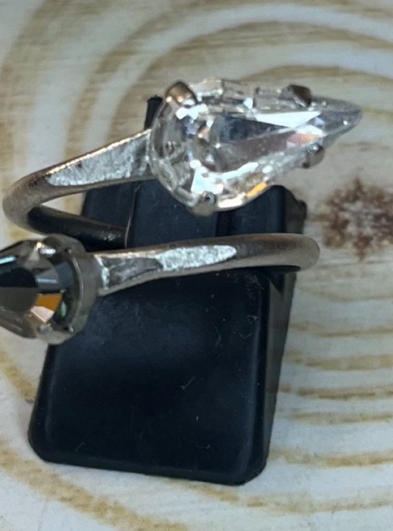 ✨ UShine.gr: Χειροποίητο Δαχτυλίδι Διπλό με Σταγόνες Crystal No 7035