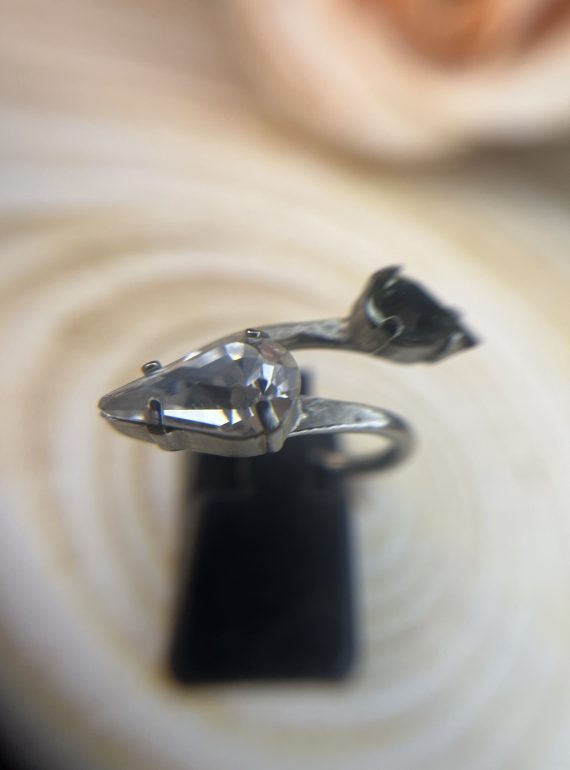 ✨ UShine.gr: Χειροποίητο Δαχτυλίδι Διπλό με Σταγόνες Crystal No 7035