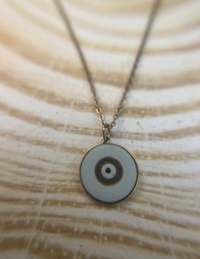 ✨ UShine.gr: Ατσάλινο Κολιέ Μάτι σε Στρογγυλό Μενταγιόν No 2041