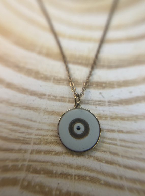 ✨ UShine.gr: Ατσάλινο Κολιέ Μάτι σε Στρογγυλό Μενταγιόν No 2041