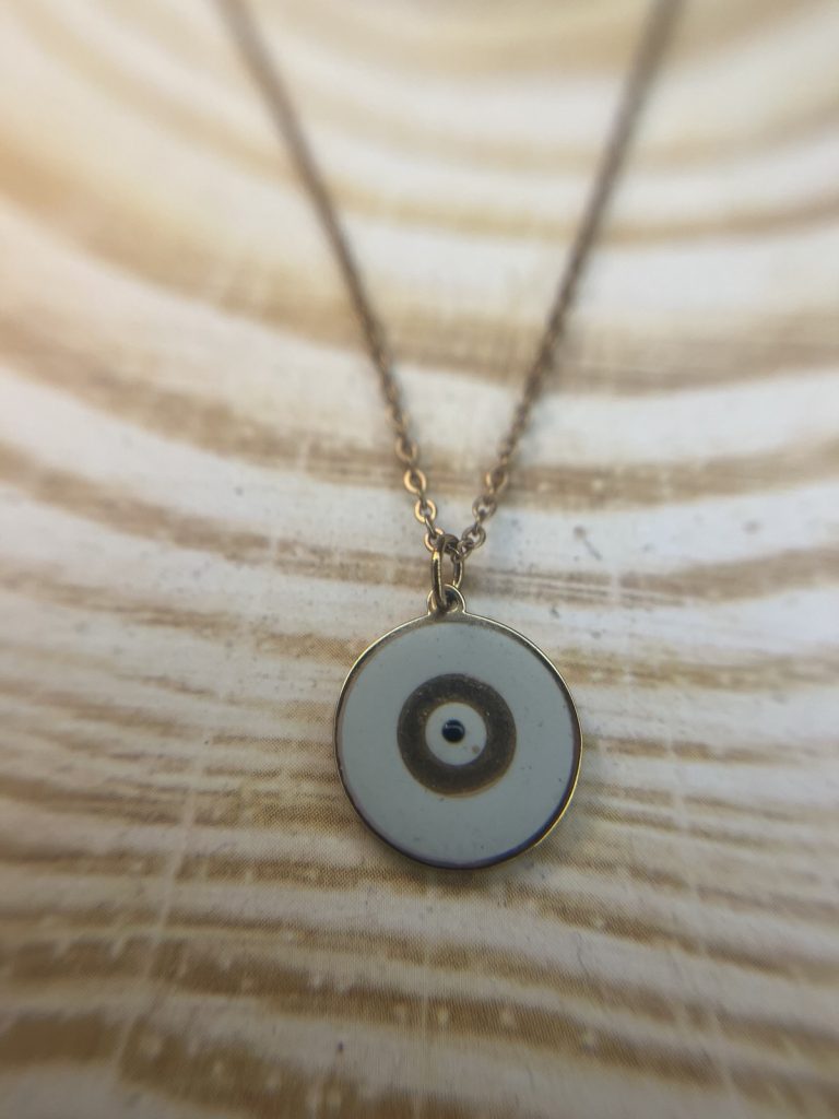 ✨ UShine.gr: Ατσάλινο Κολιέ Μάτι σε Στρογγυλό Μενταγιόν No 2041