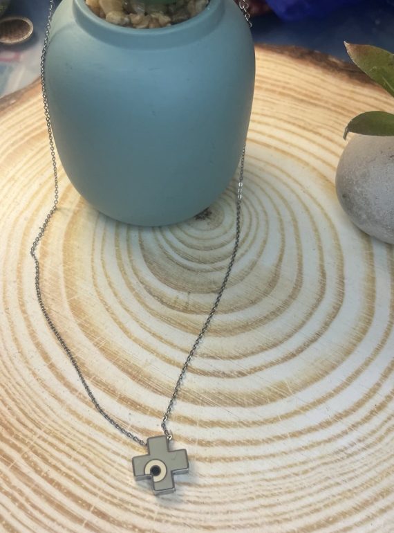 ✨ UShine.gr: Ατσάλινο Κολιέ Σταυρός με Minimal Σχέδιο No 2043