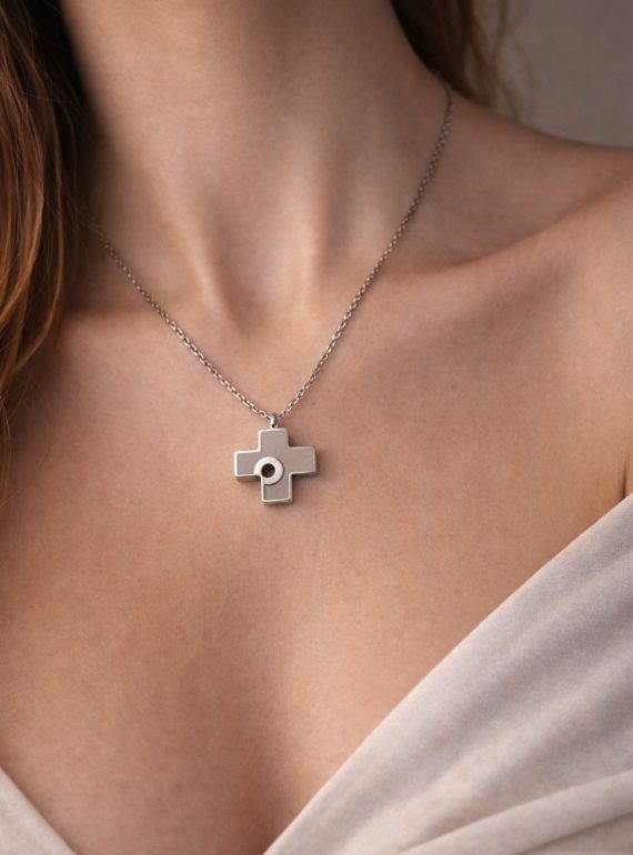 ✨ UShine.gr: Ατσάλινο Κολιέ Σταυρός με Minimal Σχέδιο No 2043