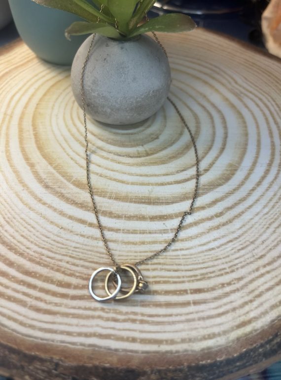 ✨ UShine.gr: Ατσάλινο Κολιέ Τριπλοί Κύκλοι & Μονόπετρο No 2044