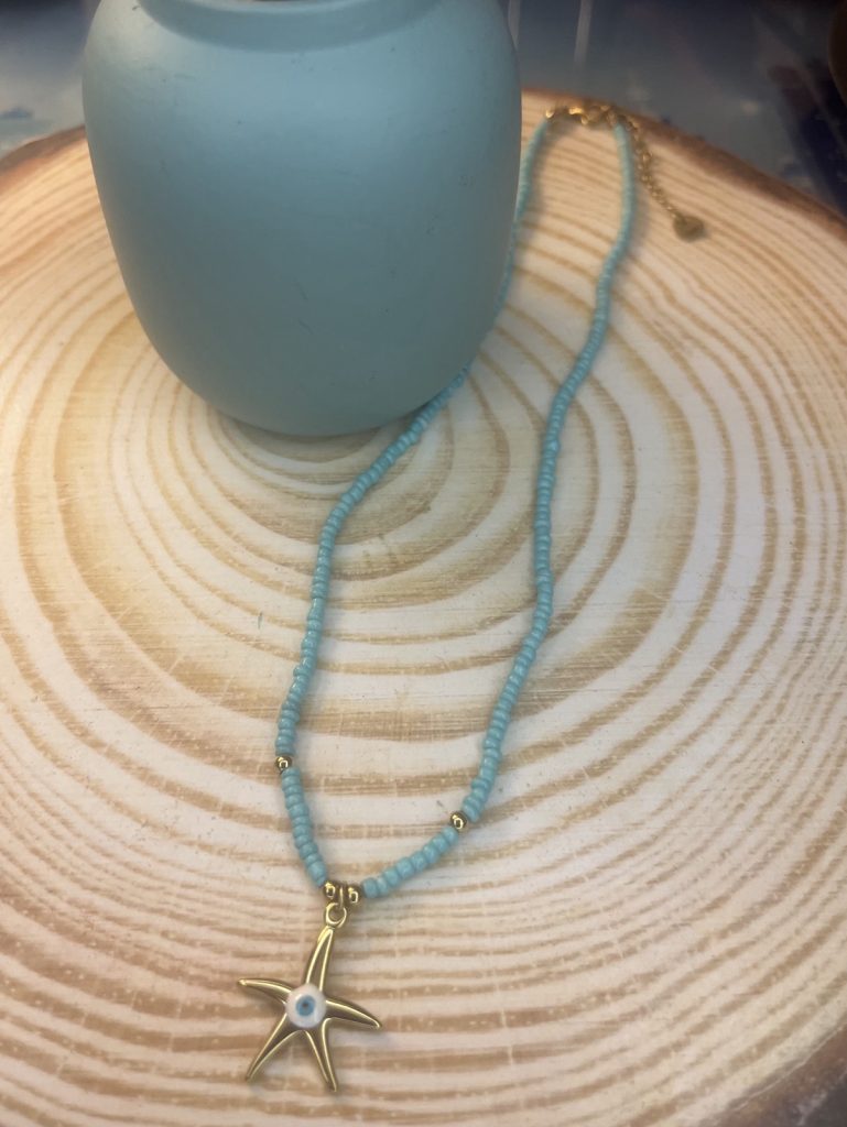 ✨ UShine.gr: Χειροποίητο Κολιέ με Χάντρες & Αστερία με Ματάκι No 2045