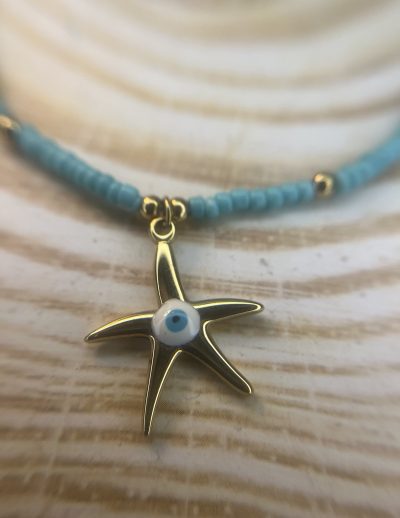 ✨ UShine.gr: Χειροποίητο Κολιέ με Χάντρες & Αστερία με Ματάκι No 2045