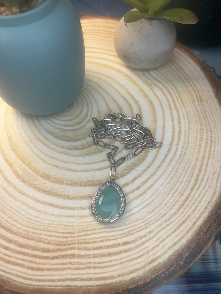 ✨ UShine.gr: Ατσάλινο Κολιέ με Σταγόνα Τιρκουάζ No 2046